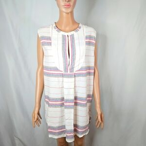 J.Crew White Striped Tank Top Size L